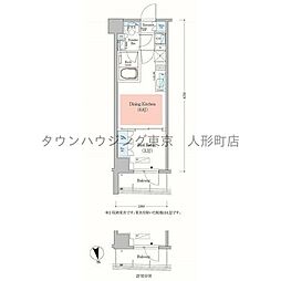 アーバネックス日本橋馬喰町 1DKの間取図画像