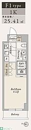 ラドゥセール大島 1Kの間取図画像