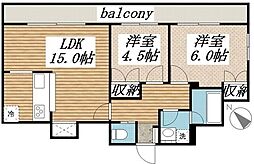 メゾン・ド・ヴィレ駒形 2LDKの間取図画像