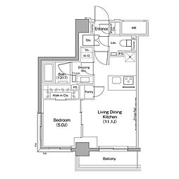 ザ・パークハビオ住吉 1LDKの間取図画像