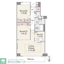 メゾンシャルム 2LDKの間取図画像