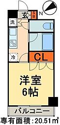 KDXレジデンス日本橋箱崎 1Kの間取図画像