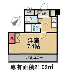 レジディア月島3 1Kの間取図画像