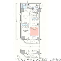 アーバネックス日本橋馬喰町 2LDKの間取図画像