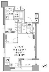 パークハビオ八丁堀 1LDKの間取図画像