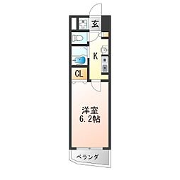 O'sレジデンス天下茶屋 1Kの間取図画像