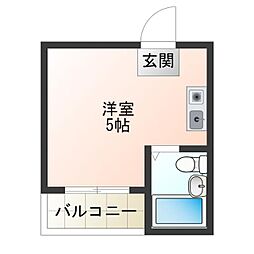 シャトー第2花園 ワンルームの間取図画像