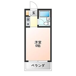 ロイヤルクレイン玉出 ワンルームの間取図画像