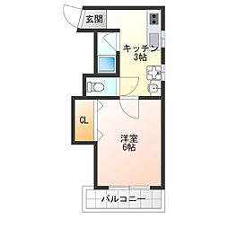 豊グランドハイツ 1Kの間取図画像
