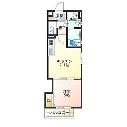 ラモーナ王出東I 1DKの間取図画像