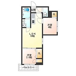 ラ・セーヌ安立 2LDKの間取図画像