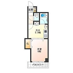 リゾート天王寺 1DKの間取図画像