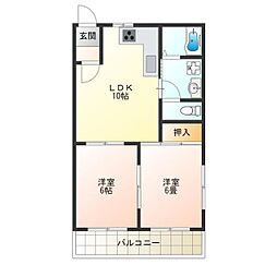 玉出プラザ 2LDKの間取図画像