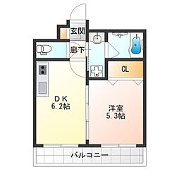 シーガルマンション 1DKの間取図画像