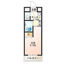 ウィンヒルズ難波南 1Kの間取図画像