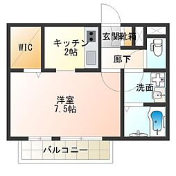 Cozy岸里 1Kの間取図画像