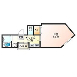 ドルフ2 1Kの間取図画像