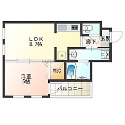 ソレイユ聖天下B 1LDKの間取図画像