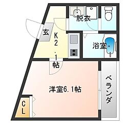 GrandEclat玉出東 1Kの間取図画像