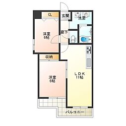 LakiaMaison帝塚山西 2LDKの間取図画像