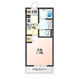 ヴェルメゾン阿倍野丸山通 1Kの間取図画像