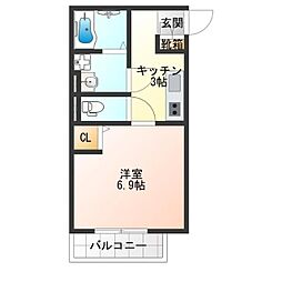 ヴェルメゾン阿倍野丸山通 1Kの間取図画像