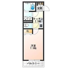 ヴェルメゾン阿倍野丸山通 1Kの間取図画像