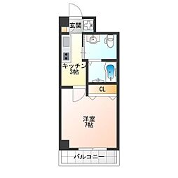 ラ・ヴィラ阿倍野 1Kの間取図画像