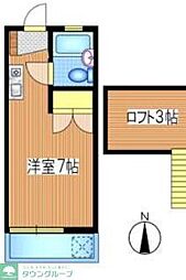 小谷戸フラワーハイム2 ワンルームの間取図画像