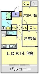 メイクネクスト 2LDKの間取図画像