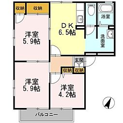 エクセル・岸A 3DKの間取図画像