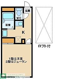 レオパレスジュネス 1Kの間取図画像