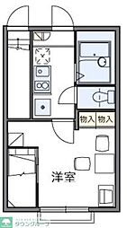 レオパレスライブリィスター2 1Kの間取図画像