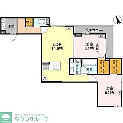 クレール 2LDKの間取図画像