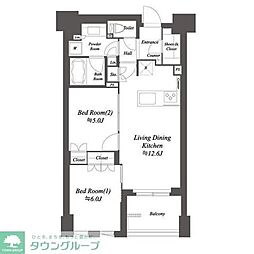 プライマル練馬豊島園 2LDKの間取図画像