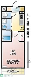 ヴェルデ 1Kの間取図画像