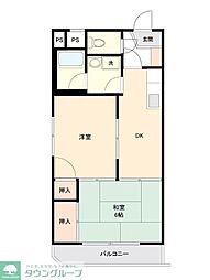 カエサル花小金井 2DKの間取図画像