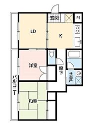 ベルファース朝霞台 2DKの間取図画像