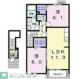 コズカパラッツオA 2LDKの間取図画像