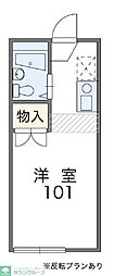 レオパレスウィステリアC 1Kの間取図画像