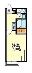 レオパレス桜2 1Kの間取図画像