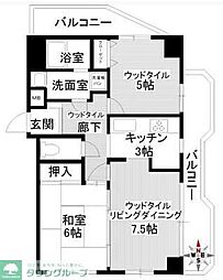 パームス鷺宮 2LDKの間取図画像