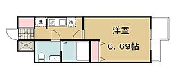 西武池袋線 西所沢駅 徒歩2分の賃貸マンション 2階1Kの間取り