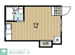 西武新宿線 田無駅 徒歩5分の賃貸アパート 2階ワンルームの間取り