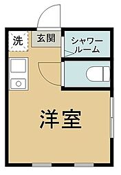 西武池袋線 中村橋駅 徒歩9分の賃貸アパート 2階ワンルームの間取り