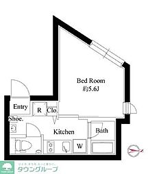 グラングレイスひばりヶ丘 4階1Kの間取り