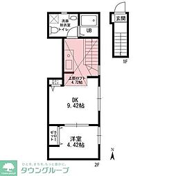 パークアレイ井荻 2階1LDKの間取り