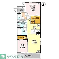 新座市栗原5丁目アパート 2LDKの間取図画像