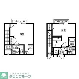 アムール プレザン 1階ワンルームの間取り