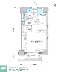ＯＲＳＵＳ板橋本町 3階1LDKの間取り